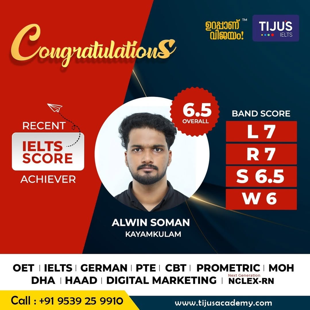 Tiju's Academy student IELTS score card