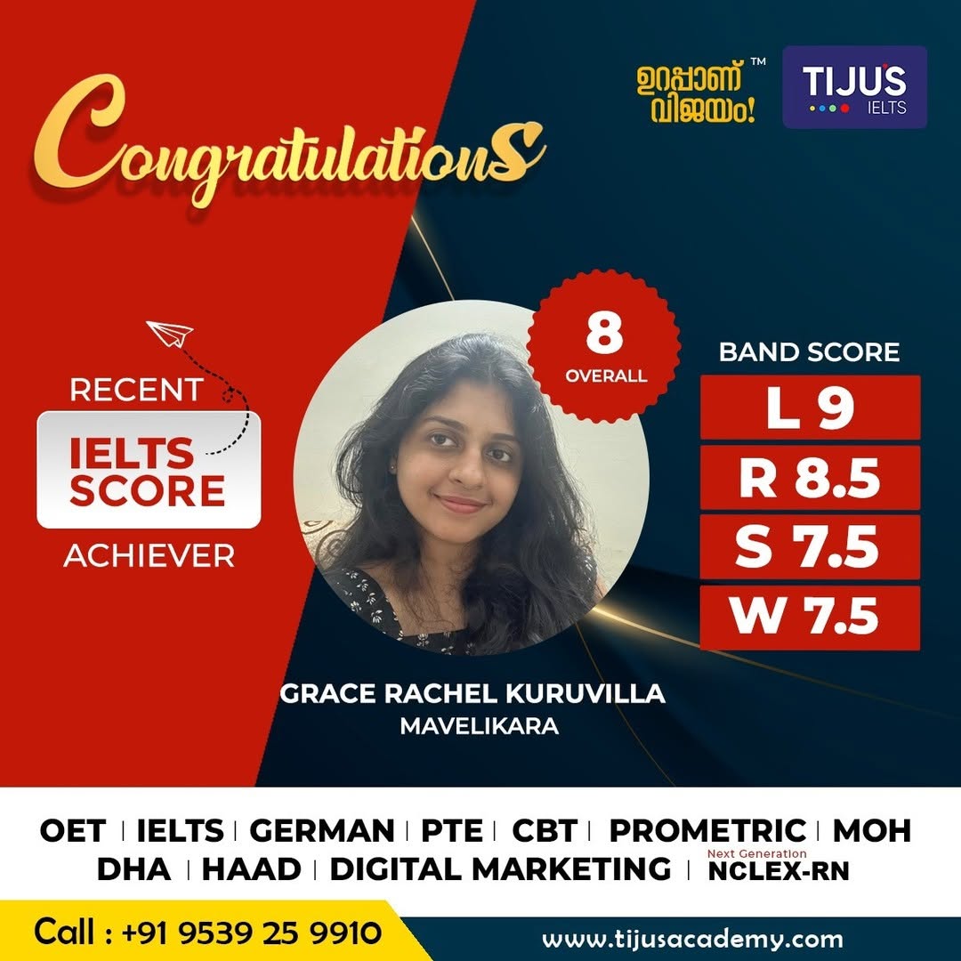 Tiju's Academy student IELTS score card