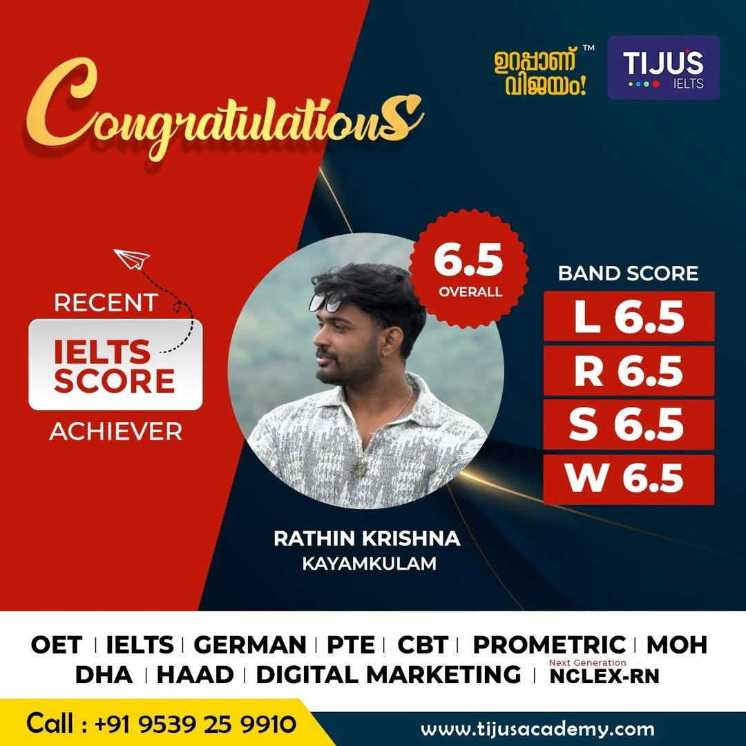 Tiju's Academy student IELTS score card