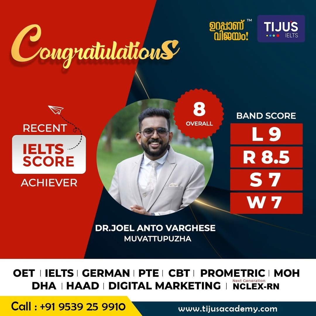 Tiju's Academy student IELTS score card