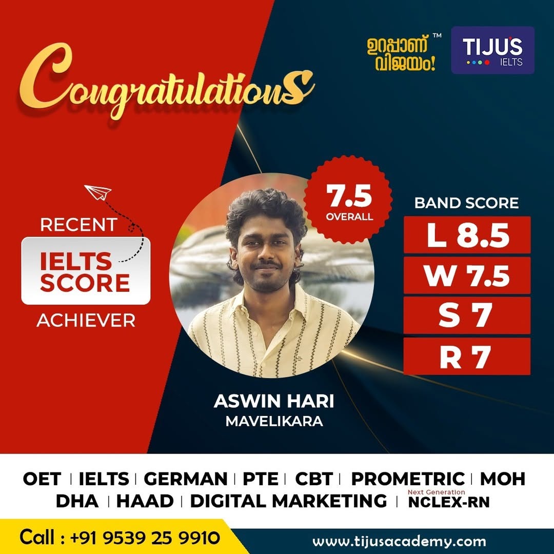 Tiju's Academy student IELTS score card