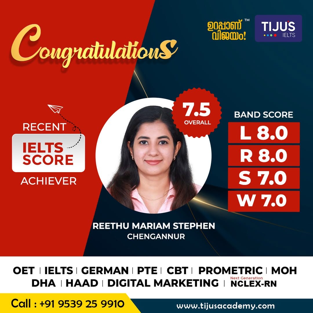 Tiju's Academy student IELTS score card