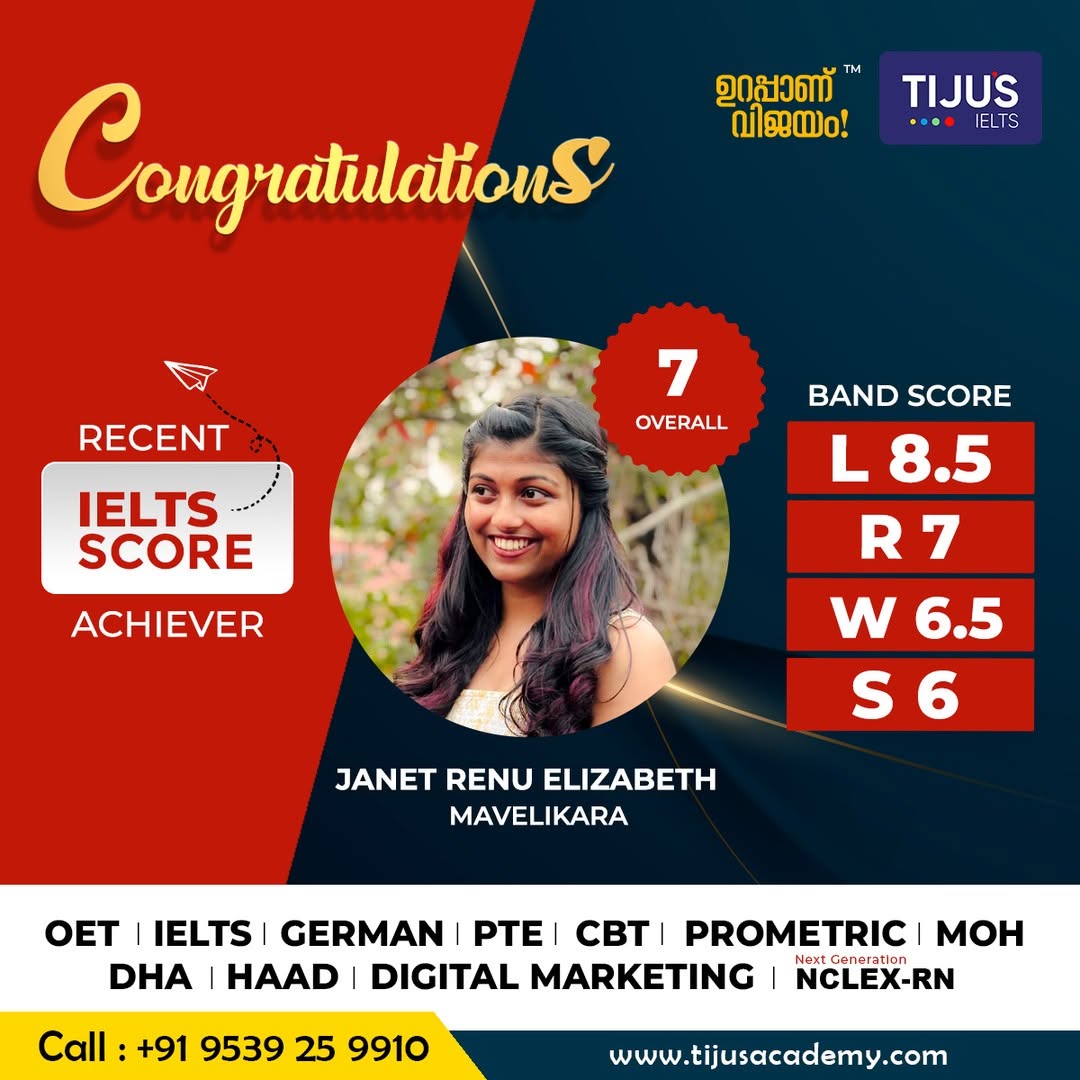 Tiju's Academy student IELTS score card