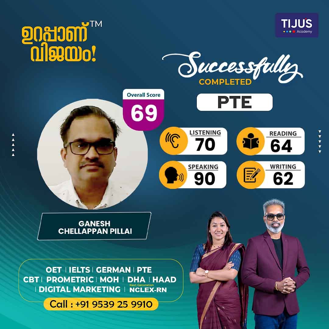 Tiju's Academy student IELTS score card