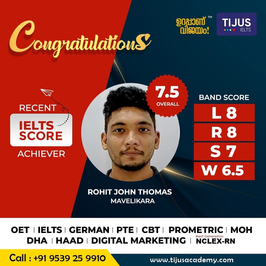 Tiju's Academy student IELTS score card